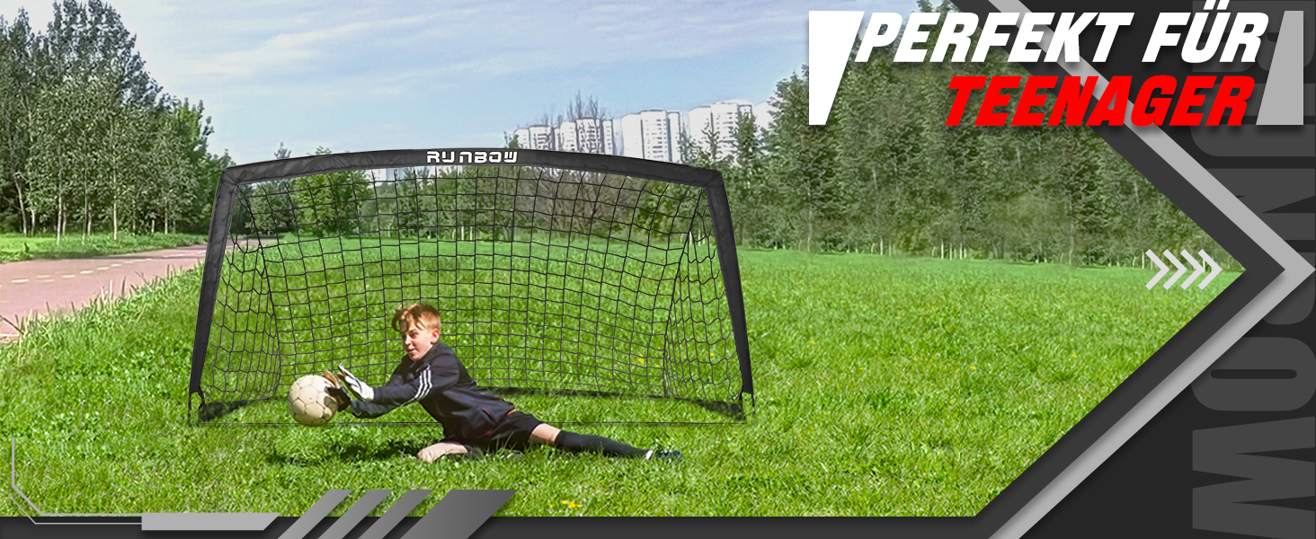 Дитячі ворота для футболу RUNBOW 1,8 x 1,2 м, портативні, з сумкою, чорні