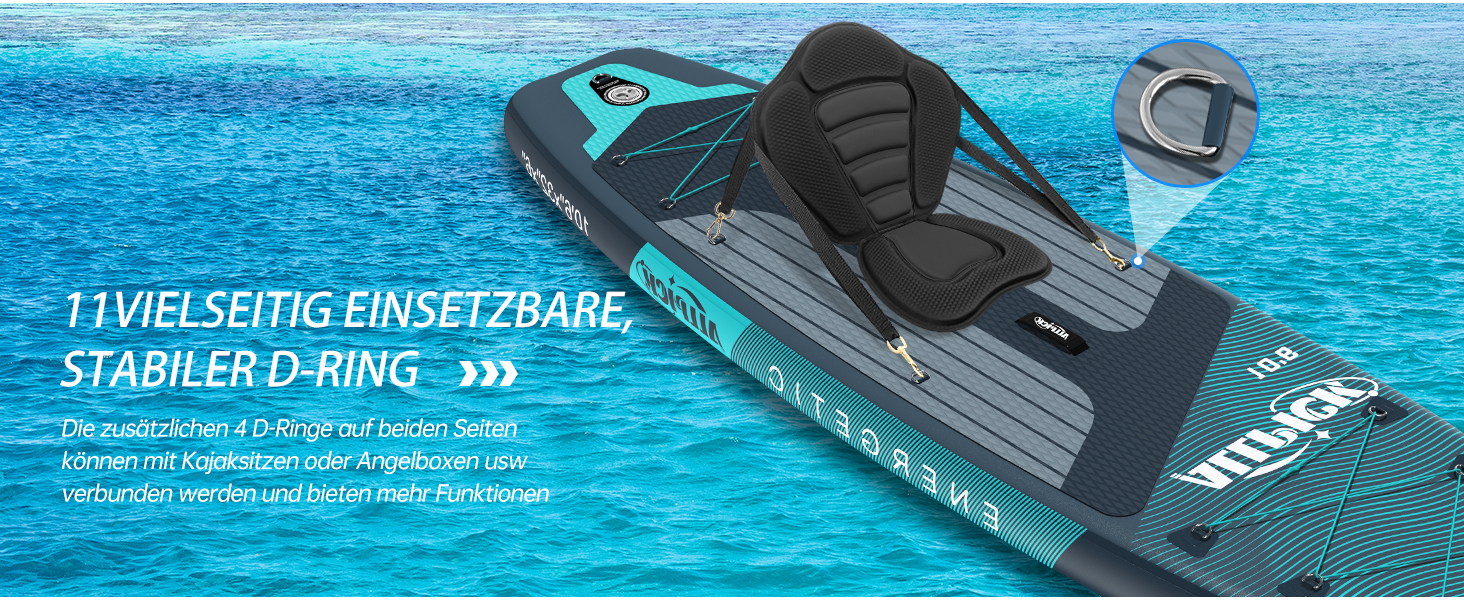 Надувний SUP Борд ALLPICK Premium: Комплект для SUP-бордингу з аксесуарами, тримачем для камери, регульованим веслом, 180 кг, преміум-зелений