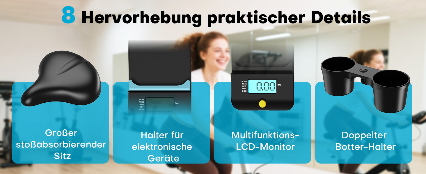 Hometrainer Neu SLUNSE 2025: велотренажер з магнітним опором, LCD-дисплеєм, підтримкою додатків та вагою до 180 кг (зелений/синій)