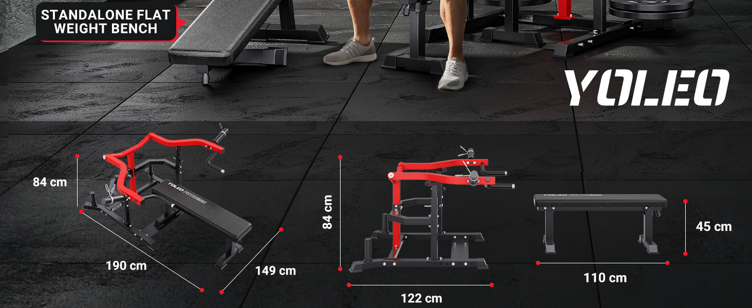 Складана тренажерна лава YOLEO з підставкою для штанги, мультифункціональна, для дому, з можливістю тренування пресу та підйому ніг (2 в 1)