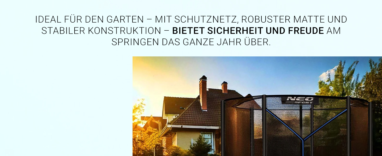 Батут Neo-Sport Outdoor для дітей з сіткою та сходами, 252 см