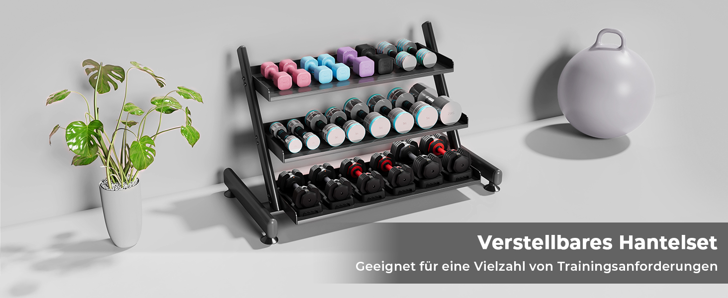 Набір гантелей Dripex регульовані 5 кг x2 або 2.5 кг x2, 6 шматків з регулюванням ваги 0.5 кг/0.25 кг (чорний)