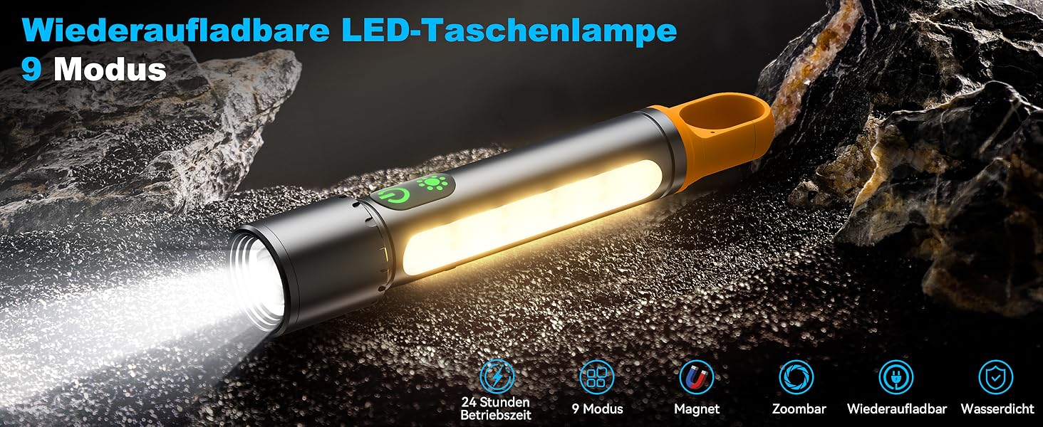 Потужний ліхтарик Abosi XHP90.2: 500000 люмен, 9 режимів, Zoom, IPX7, для кемпінгу та надзвичайних ситуацій