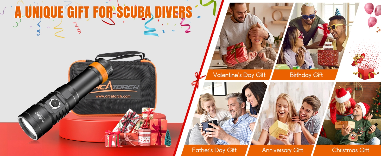 Ліхтар підводний ORCATORCH D710V MK2 з 2300 люменів, білий+UV+червоний світлодіодний, IP68 водонепроникний, 150м, для відеозйомки, дайвінгу, кемпінгу