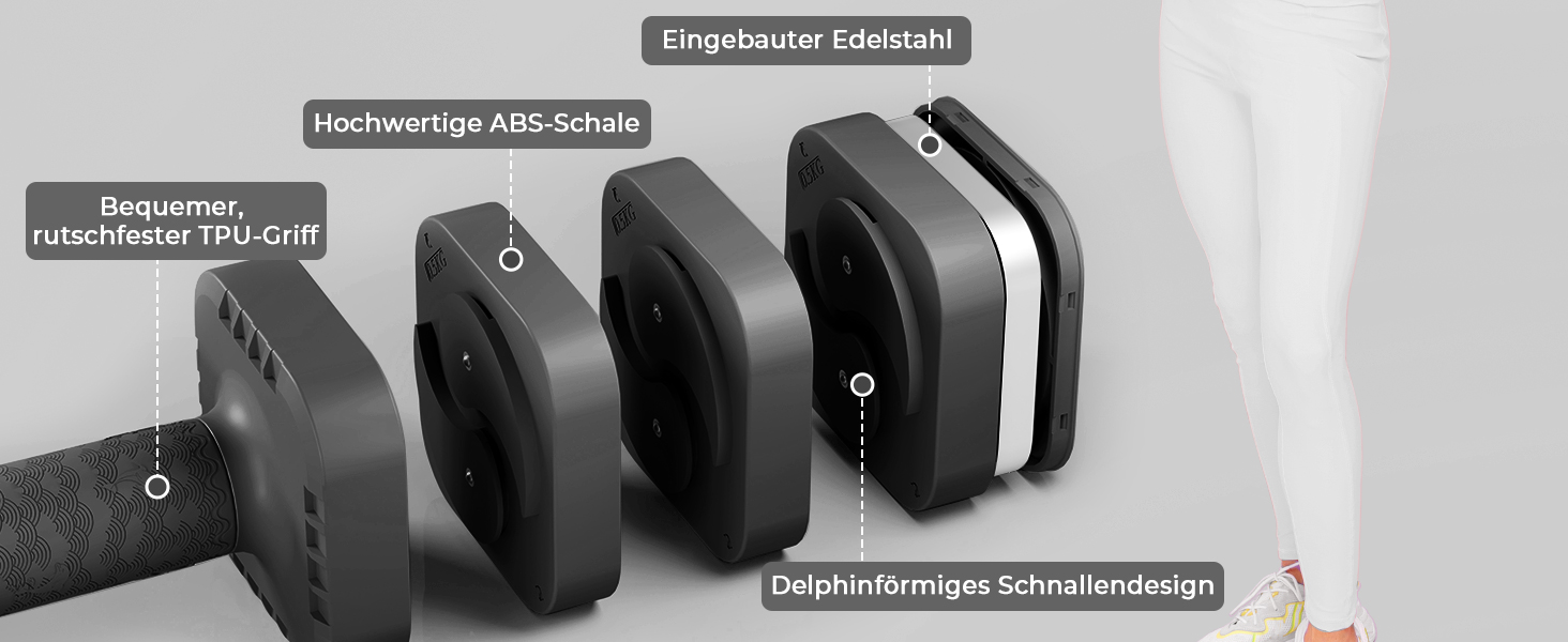 Набір гантелей Dripex регульовані 5 кг x2 або 2,5 кг x2, 6 швидкознімних дисків 0,5 кг/0,25 кг, чорний