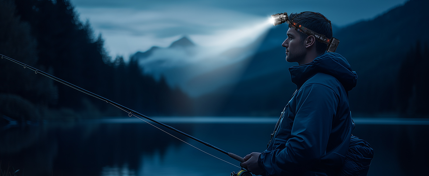 Налобний ліхтар LED акумуляторний, супер яскравий 100000 лм, з датчиком, 9000 мАг, 5 режимів, IP65 водонепроникний, регульований на 90°, для кемпінгу, риболовлі та активного відпочинку