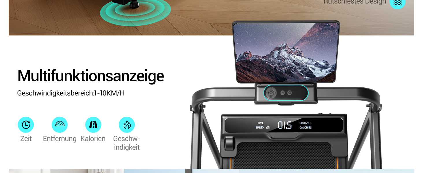 Біговий тренажер CURSOR для дому, складаний, 10 км/год, нахил 16%, безщітковий двигун 3.0CV, максимальне навантаження 136 кг, помаранчевий