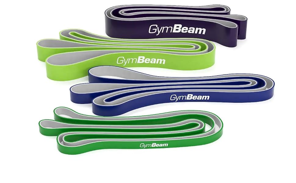 GymBeam DuoBand Set - Набір еспандерів 4 шт. для фітнесу та силових тренувань, двосторонні гумові стрічки для всього тіла, збільшення гнучкості