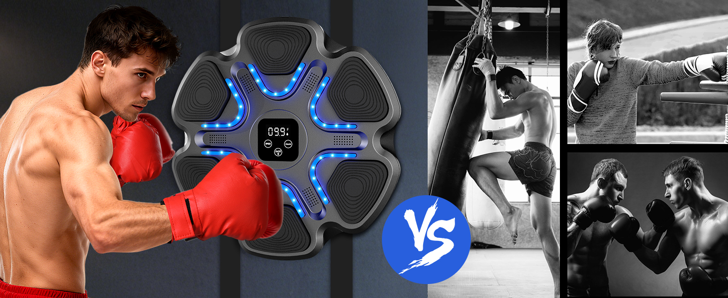 Боксерський тренажер з Bluetooth та LED-дисплеєм для дому, офісу, спортзалу - Musikboxmaschine Silver-Black