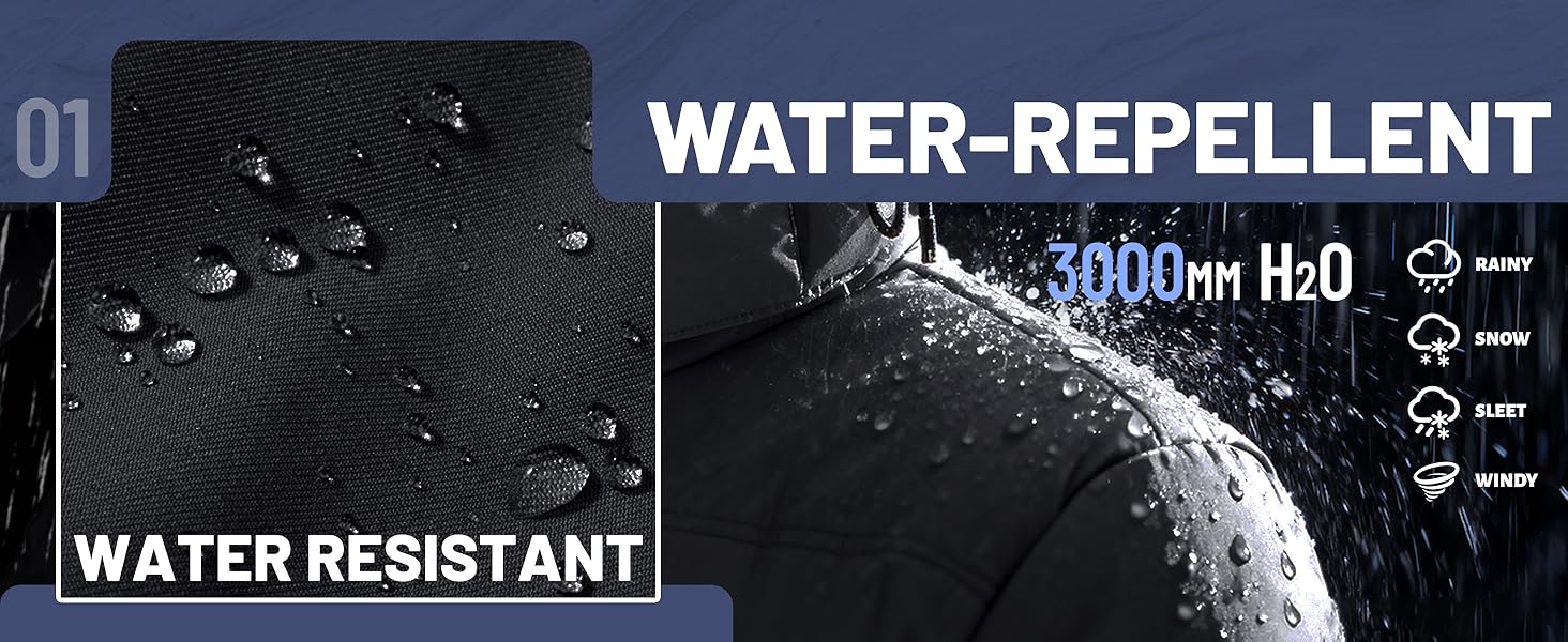 Чоловіча зимова куртка TACVASEN: водонепроникна, вітронепроникна, з капюшоном, чорна, 3XL