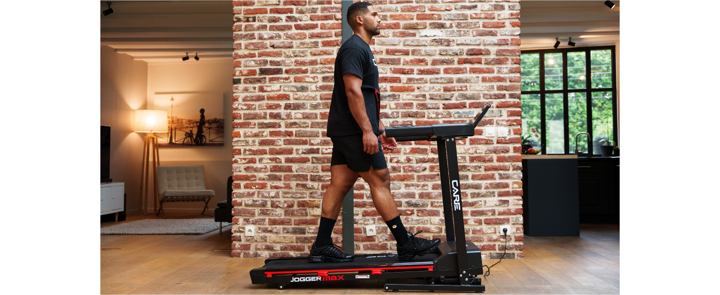 Бігове обладнання Care Fitness Jogger Max: LED-дисплей, 28 програм, 16 км/год, ручна нахил, тихий мотор
