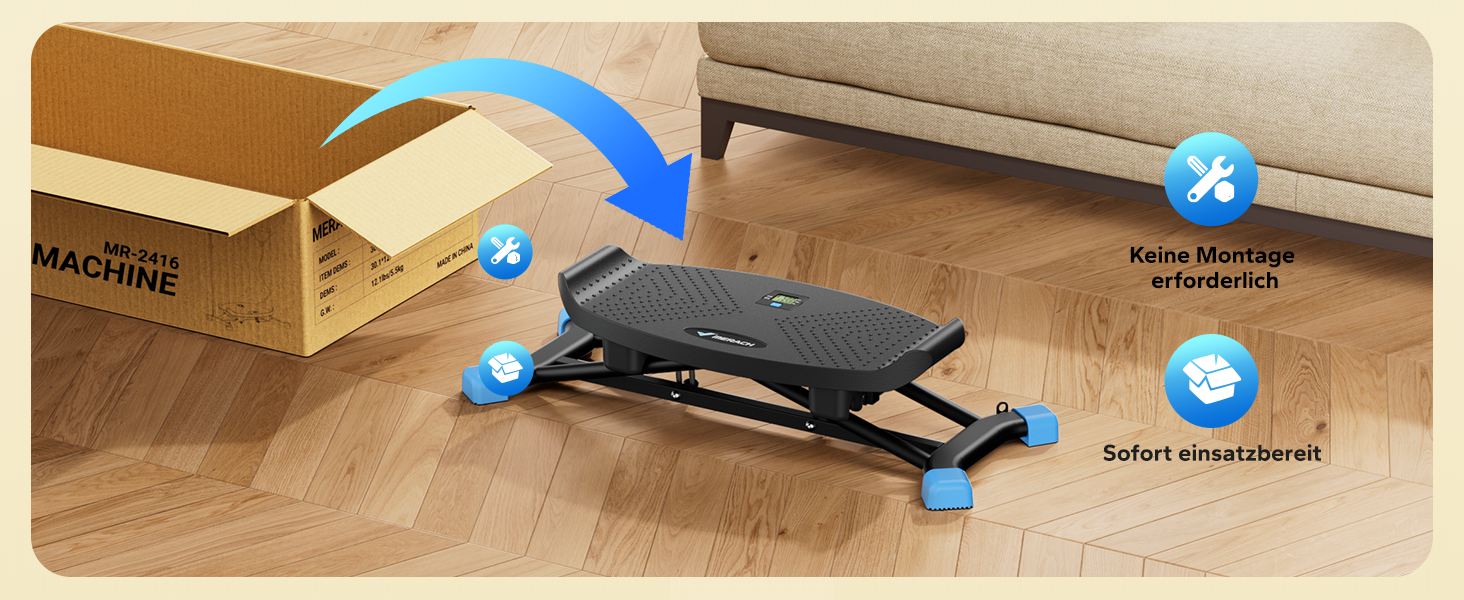 Балансборд MERACH для дорослих з дисплеєм, тренажер рівноваги з 2 еластичними стрічками, до 136 кг, для реабілітації та координації, домашній спортзал, для початківців (Чорний)