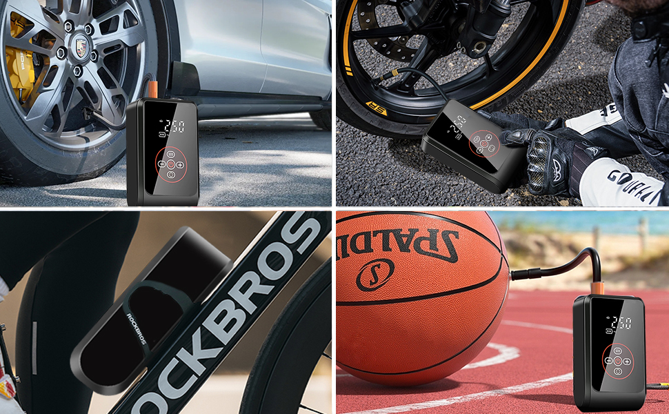 Електричний насос LOVPIS для велосипеда, авто, мотоцикла та м'ячів (150PSI, 4000mAh)