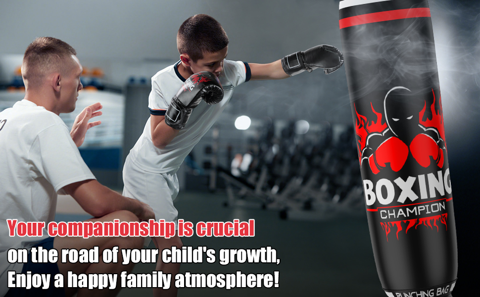 Боксерський мішок IMAYCC стоячий для дорослих та дітей з боксерськими рукавичками, посилений, 180 см, високоякісний PVC, для Муай Тай, Таеквондо, MMA, бокс, тренування, фітнес, червоно-чорний