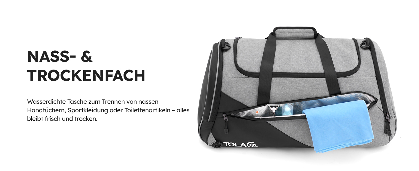 Спортивна сумка Tolaccea: велика містка сумка-рюкзак з відділенням для взуття та мокрих речей. Ідеальна для тренувань, подорожей, басейну, сауни, футболу (для чоловіків та жінок)
