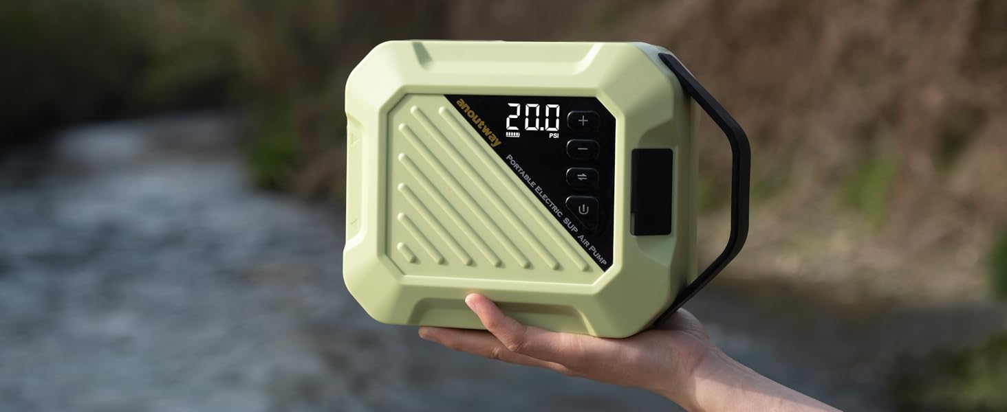 Насос SUP Anoutway електричний з акумулятором The Jungle, 20PSI, 4000mAh, Type-C, для SUP, човнів, каяків, кайтсерфінгу, зелений