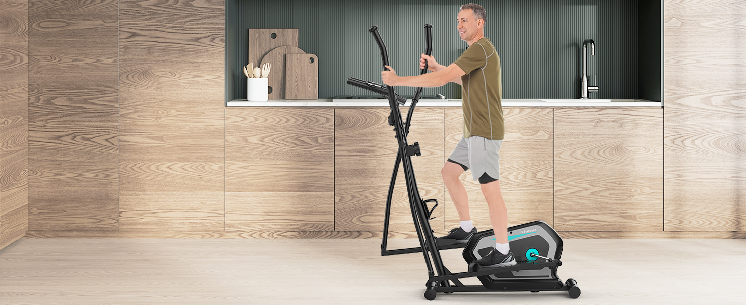 Еліптичний тренажер Crosstrainer 3-в-1 з LCD-монітором та Bluetooth, 16 рівнів опору, 6 кг маховик, до 130 кг, чорний