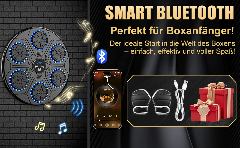 Музичний бокс-тренажер для дому з Bluetooth, рукавичками і рефлекс-тренуванням, для дітей та дорослих, настінний