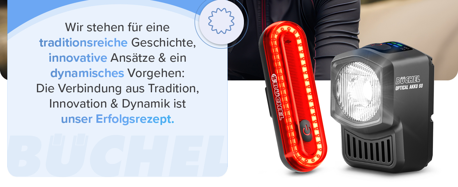 Набір велосипедних ліхтів BÜCHEL: LED, USB-C, 8 годин роботи, 4 режими, StVZO, монтаж без інструментів