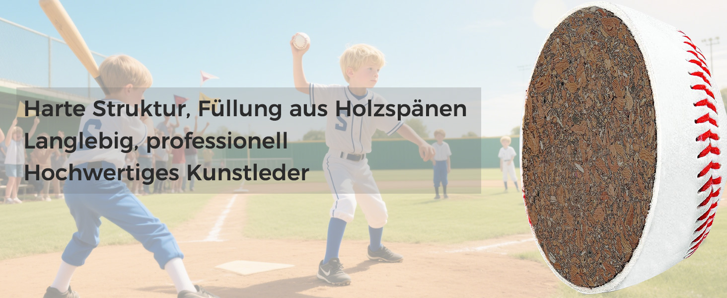 Професійні бейсбольні м'ячі 9 дюймів, ручна робота, дерев'яний/гумовий керн, для дорослих та юнаків, 3 шт.
