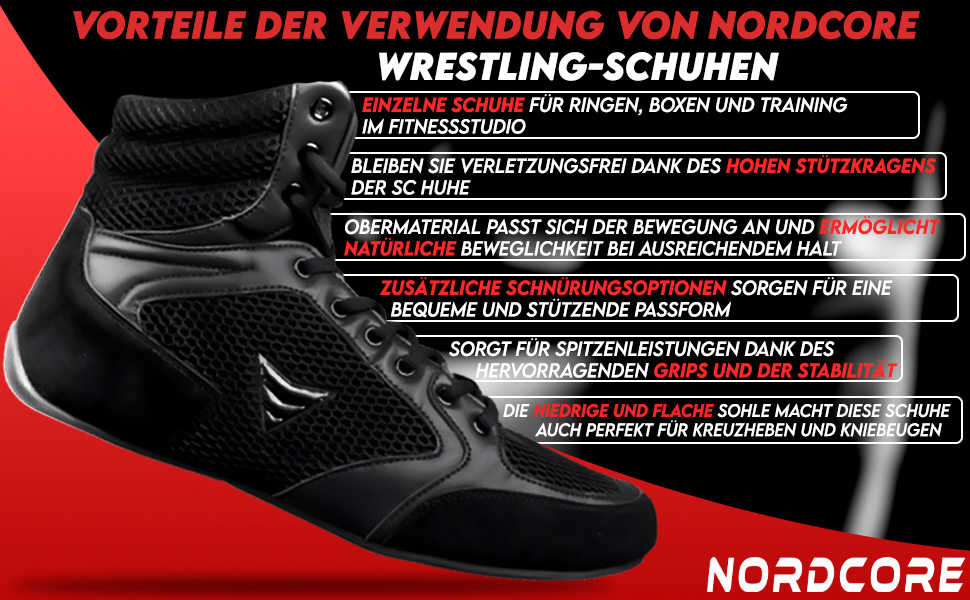 Боксерські кросівки Nordcore Mat Ace - Легкі кросівки для бойових мистецтв та важкої атлетики - для чоловіків та жінок, 39 EU, Чорний