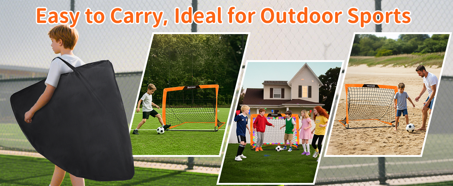 Дитячі футбольні ворота BELEEV для гри в саду та в приміщенні, 4x3/6x4 ft, з LED-підсвічуванням, портативні, складані, комплект з 2 шт., 120*90 см