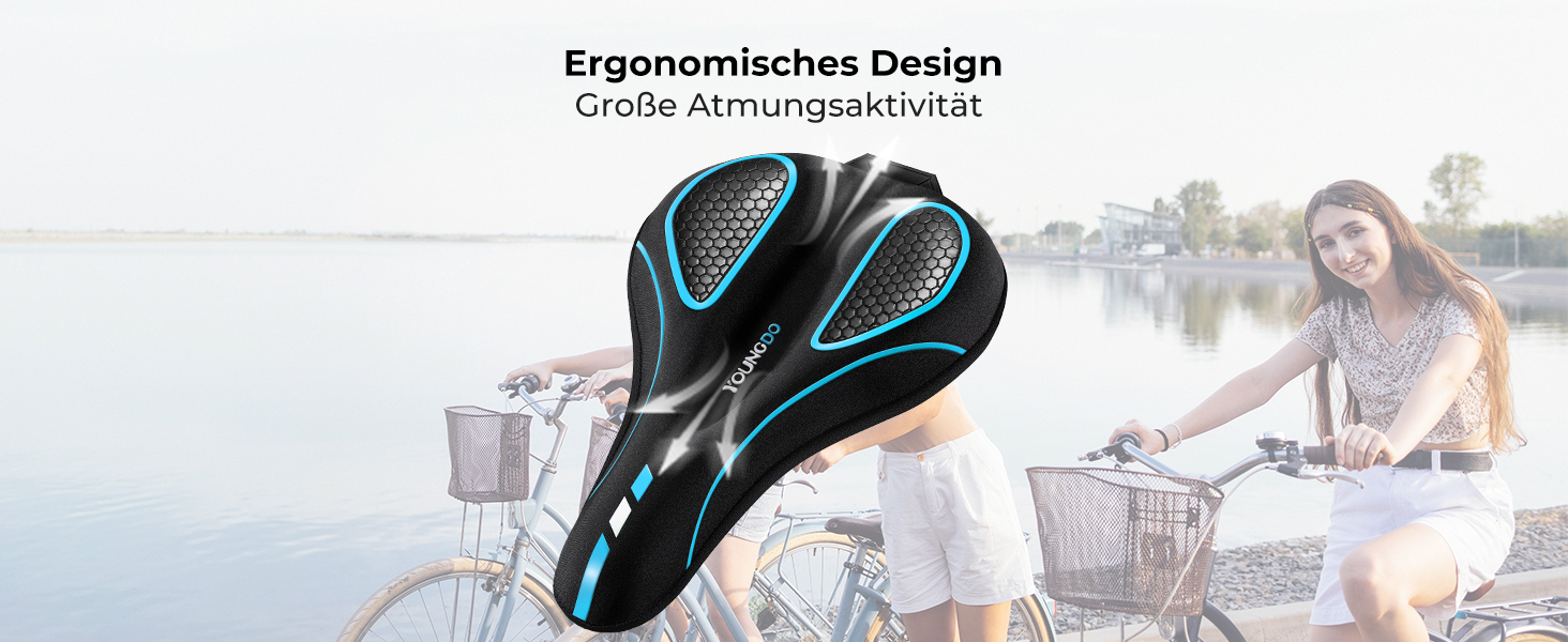 Накидка на велосипедне сідло YOUNGDO, ергономічна гелева накладка, м'яка та комфортна з захистом від дощу, для жінок та чоловіків (блакитна, вузька)