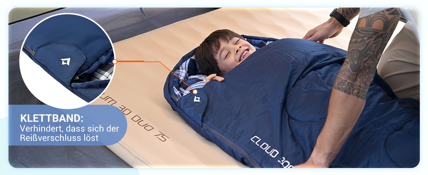 Спальний мішок дитячий KingCamp Flannel, 7°C, Navy, для дітей до 140 см, 4 сезони, водонепроникний, компактний