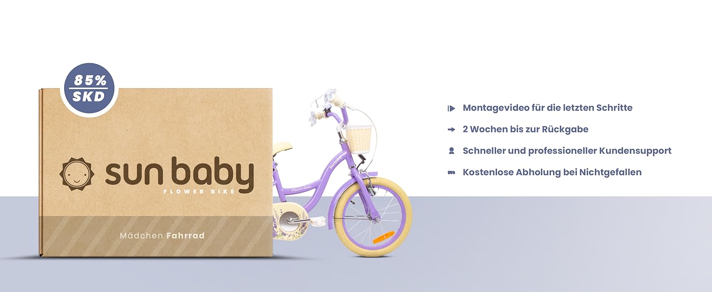 Велосипед Sun Baby Bicycle Flower, колеса на вибір, зі штангою, 2-6 років