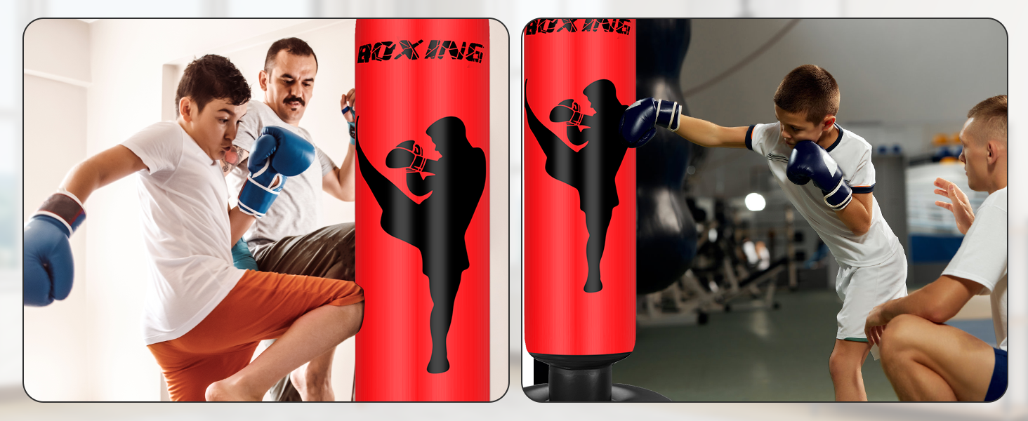 Груша боксерська дитяча Ninonly 160 см з рукавичками та насосом для дому, вулиці, спортзалу (Червона)