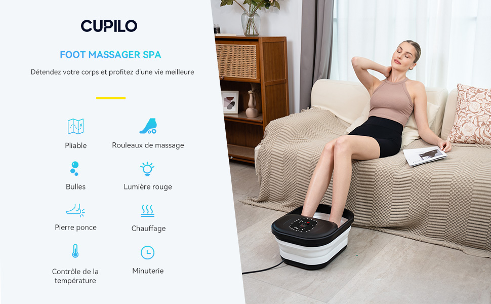 Електричне фут-масажер з підігрівом та функцією бульбашок, з червоним світлом, пемзою та роликами Shiatsu, для педикюру та розслаблення, подарунковий набір