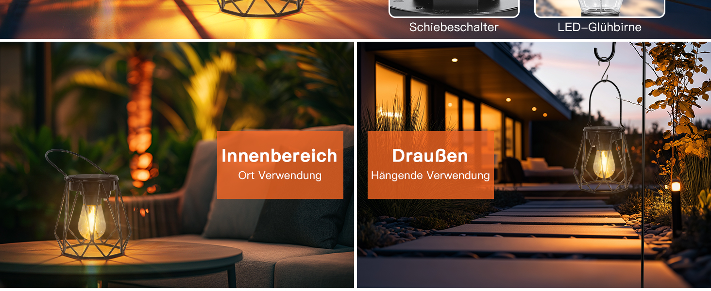 Сонячні ліхтарі для саду та вулиці, 2 шт. - Водостійкі металеві ліхтарі LED, для газону, патіо, кемпінгу, чорні, восьмикутні