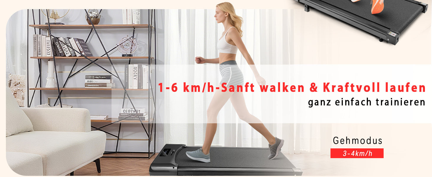 WalkingPad Klappване біговий тренажер для дому – 1-6 км/год, регулювання нахилу 0-6%, 2.0PS, LED-дисплей, без підлокітників