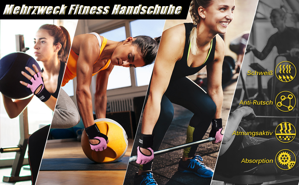 Фитнес рукавички для жінок з захистом суглобів та антиковзаючою поверхнею для важкої атлетики, спорту, тренажерного залу, кросфіту, велоспорту, рожеві