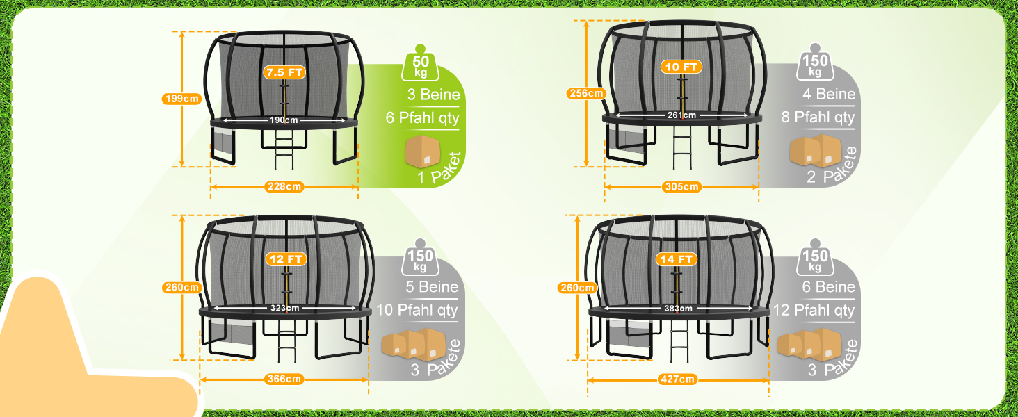 Трамплін Devoko Outdoor 305 см (10 футів) з сіткою та драбиною, чорний, сертифікат TÜV Rheinland GS
