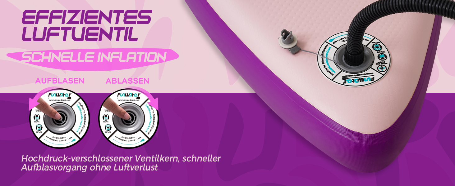 Надувний SUP-борд FunWater 10'6'-11'6' – ідеальний для початківців та сімей, з антиковзким EVA-деком, веслом, насосом та аксесуарами (10'6-TIKI LILA)