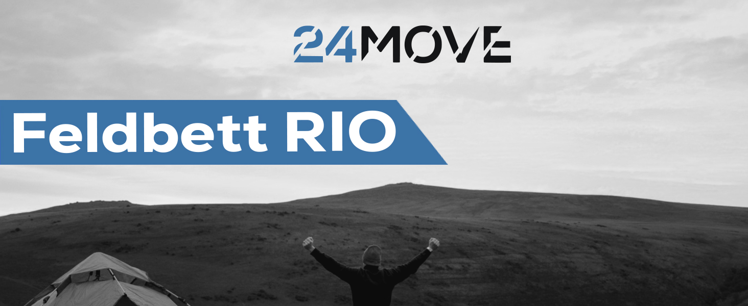 Розкладне ліжко 24MOVE® для кемпінгу та відпочинку на природі, 210x72x45 см, чорне, до 200 кг