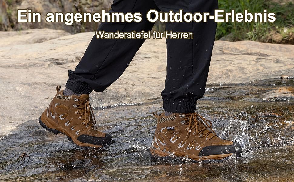 Чоловічі трекінгові черевики EARLDE, водонепроникні, легкі, для хайкінгу та активного відпочинку (41 EU, Коричневий)