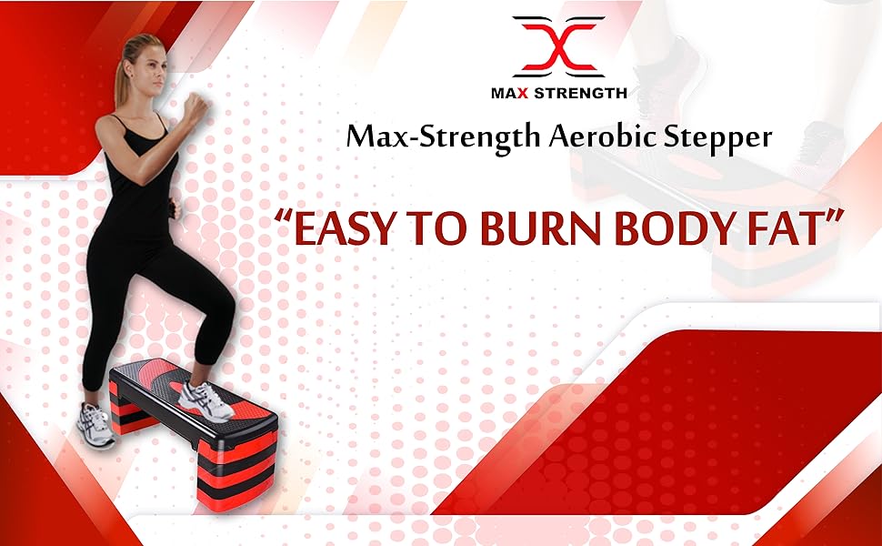 Степпер MAXSTRENGTH, регульований, не ковзає, червоний/чорний