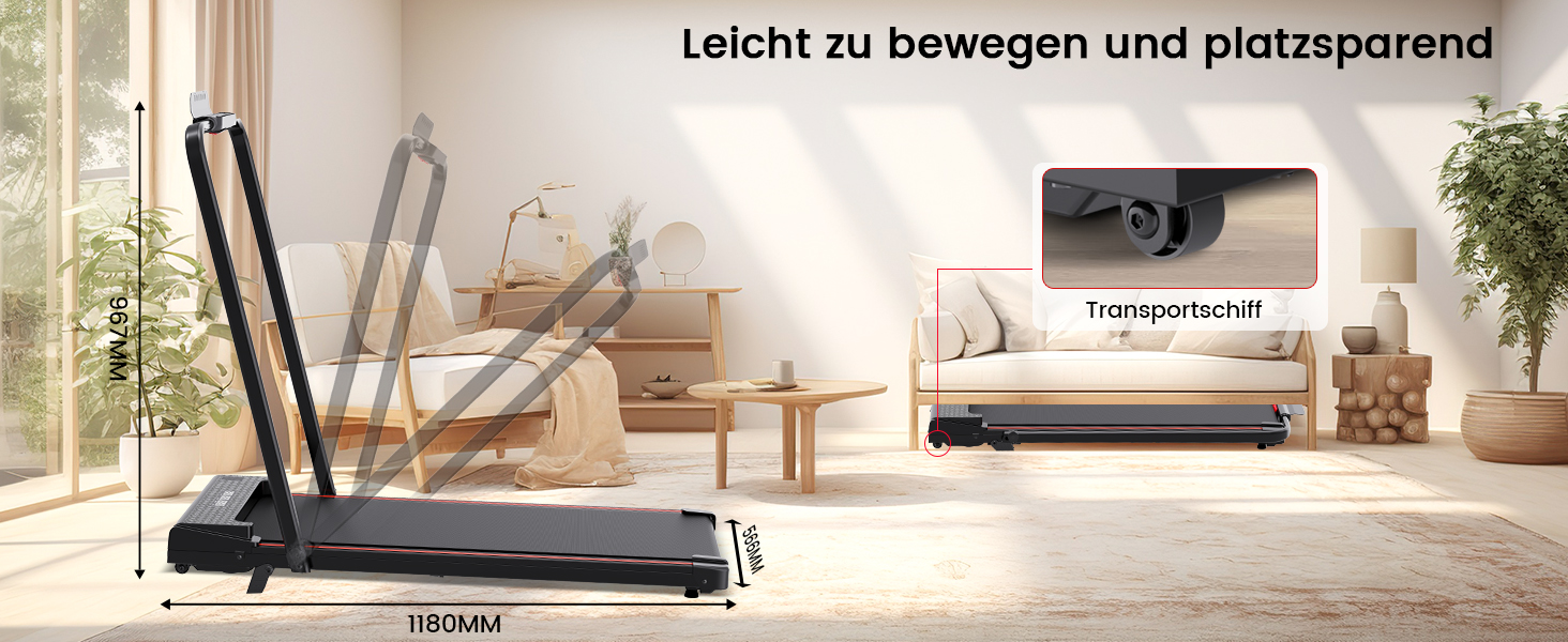 Електричний біговий тренажер складний, для дому з нахилом 5%, швидкість 12 км/год, 1400W, LCD-дисплей, чорний