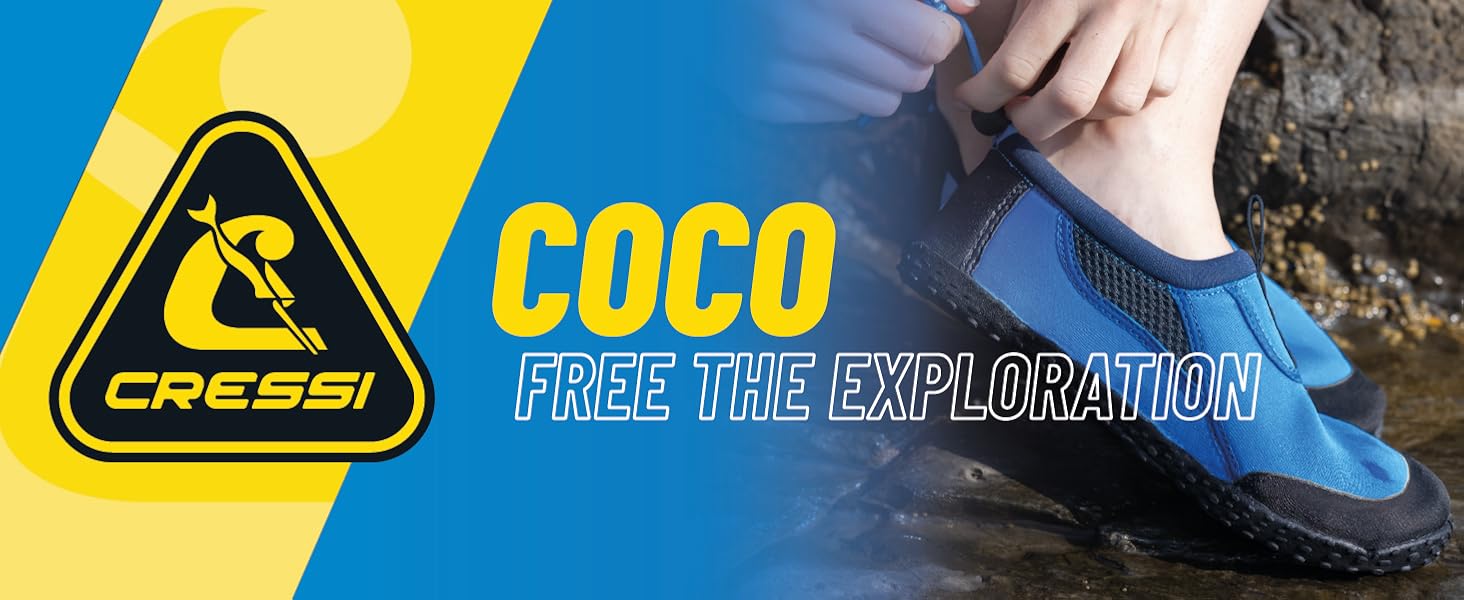 Взуття Cressi Coco - Швидковисихаючі аквашузи для скель, моря, пляжу. Підходять для серфінгу, басейну та водних видів спорту, унісекс, чорно-жовтий, 41.5 EU