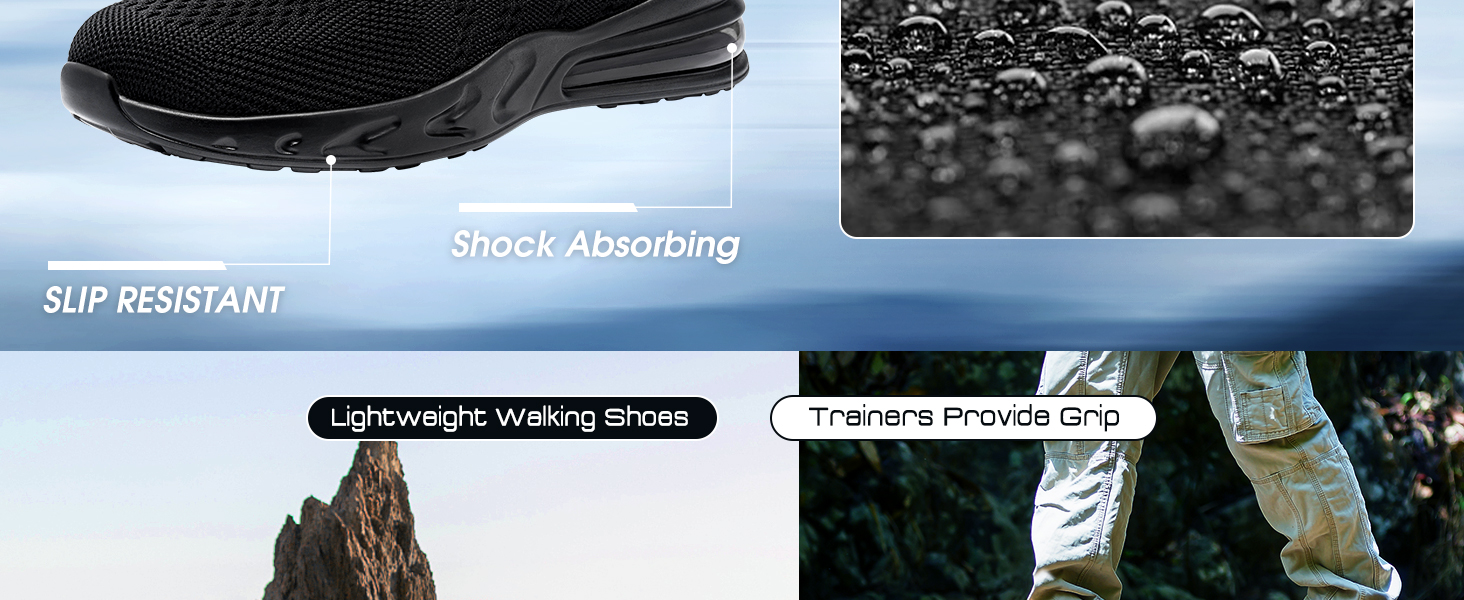 Водонепроникне взуття LARNMERN для чоловіків: спортивне, кухарське, туристичне, повсякденне, фітнес, чорний (46 EU)