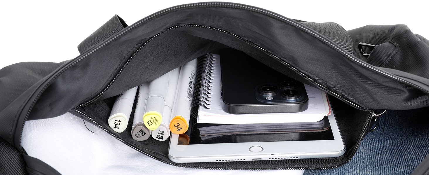 Спортивна сумка Romon для подорожей та тренувань з відділенням для взуття та мокрих речей, чорна, 39 × 23 × 22 см