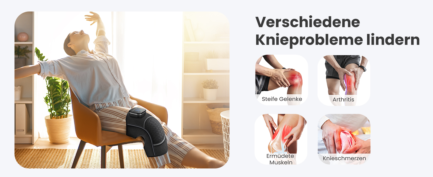 COMFIER Масажер для колін бездротовий, з підігрівом та вібрацією, 4 рівні нагріву з графену, подарунок для мами/тата, 17.5X16X7.5 см