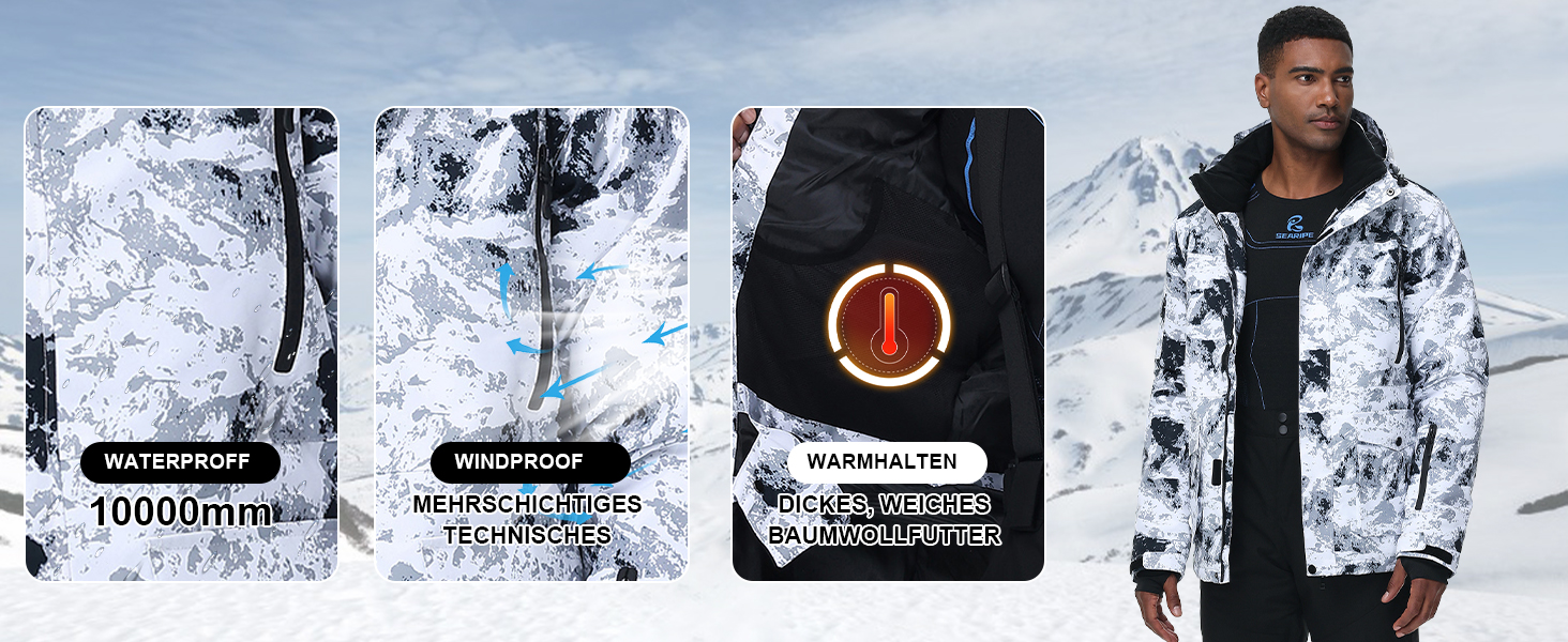 Чоловічий зимовий костюм Hotian: комплект куртки та штанів для катання на лижах, сноуборді та активного відпочинку. Розмір L, колір: червоно-білий+помаранчевий