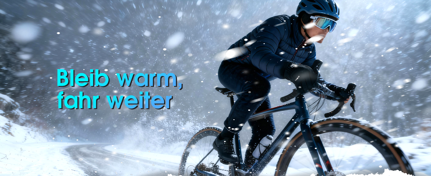 Зимові велосипедні рукавички для чоловіків та жінок, водонепроникні та вітронепроникні, з кишенею на блискавці та функцією сенсорного екрану, термо рукавички для MTB та шосейних велосипедів, чорні, XL