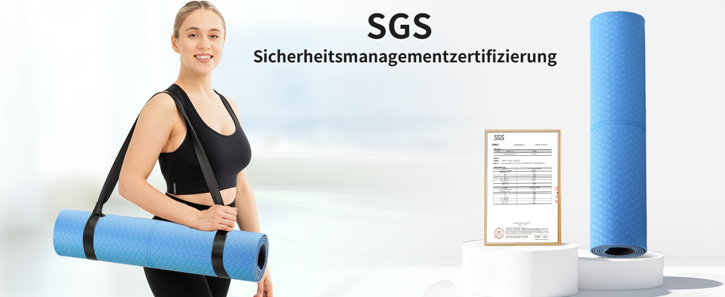 Килимок для йоги з натурального каучуку та TPE, протиковзкий, з розміткою, унікальний дизайн, з ремінєм, екологічний, для подорожей, пілатесу, йоги, фітнесу, синій, 6 мм