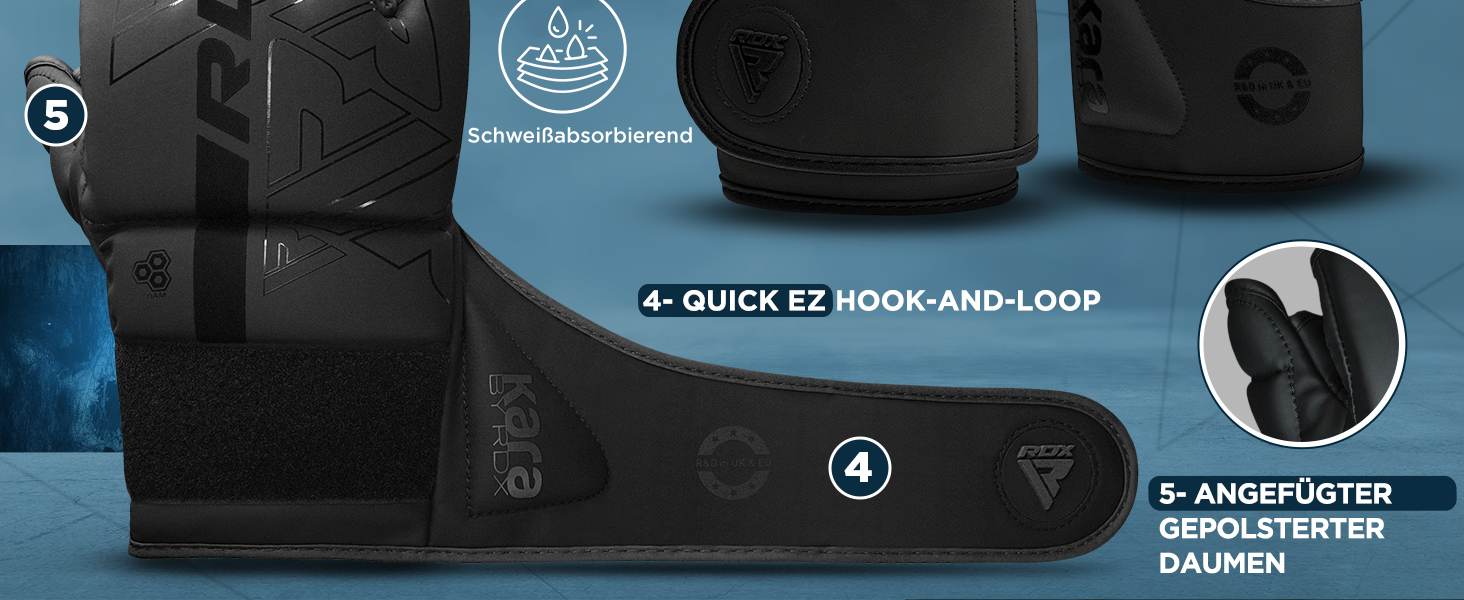 Боксерські рукавички RDX Profi MMA: шкіряні, для тренувань, спарингу, кікбоксингу, муай-тай, боксу. Чоловічі, чорні.