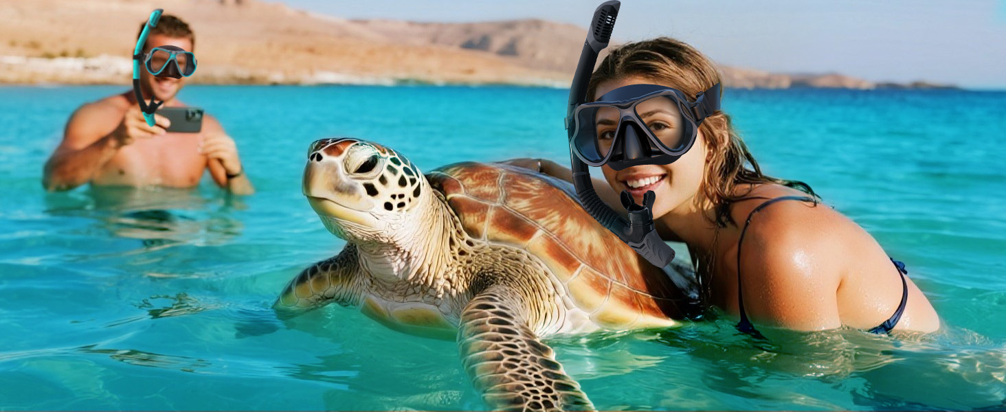 Набір для снорклінгу Zenoplige для дорослих: маска, трубка та ласти. Чорний з зеленим (2023) S/M