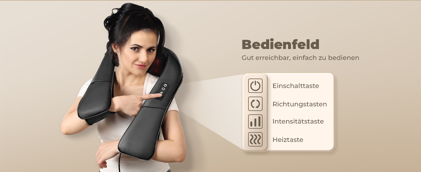 Масажер для шиї та спини ELEHOT з підігрівом, Shiatsu масаж шиї, плечей, спини, попереку, ніг та м'язів. Регульована швидкість, для дому, офісу, авто. Чорний, PU-шкіра